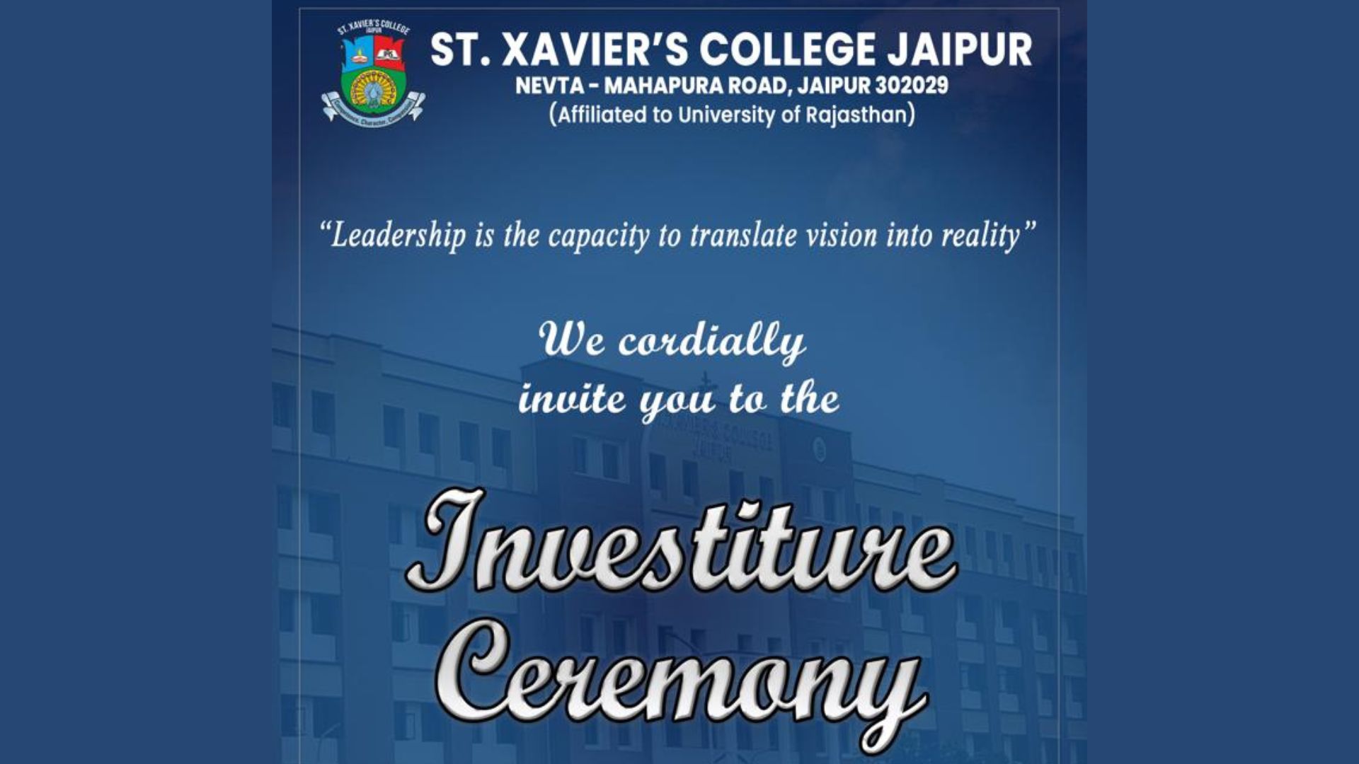 Students' Council Investiture Ceremony St. Xavier's College Jaipur